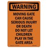 Signmission Safety Sign, OSHA WARNING, 7" Height, Moving Gate Can Cause Serious, Portrait OS-WS-D-57-V-13336